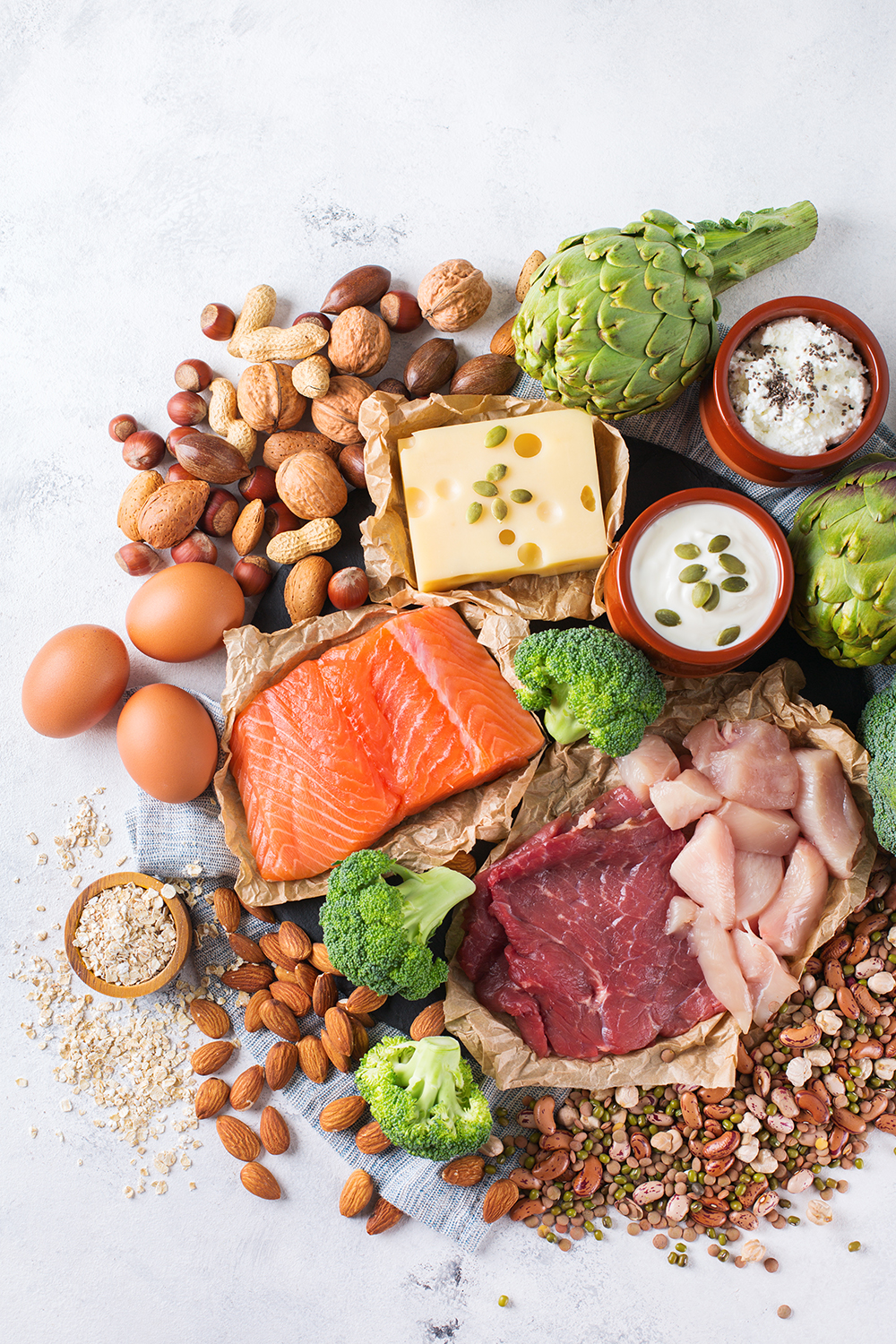 Assortment of healthy protein sources
